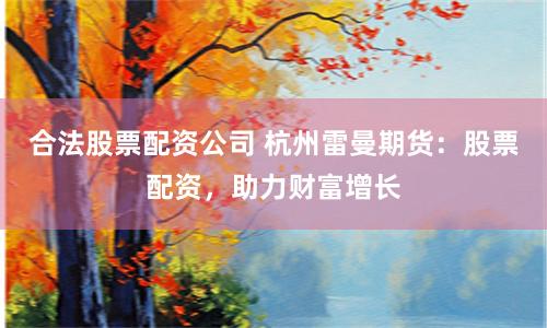 合法股票配资公司 杭州雷曼期货：股票配资，助力财富增长